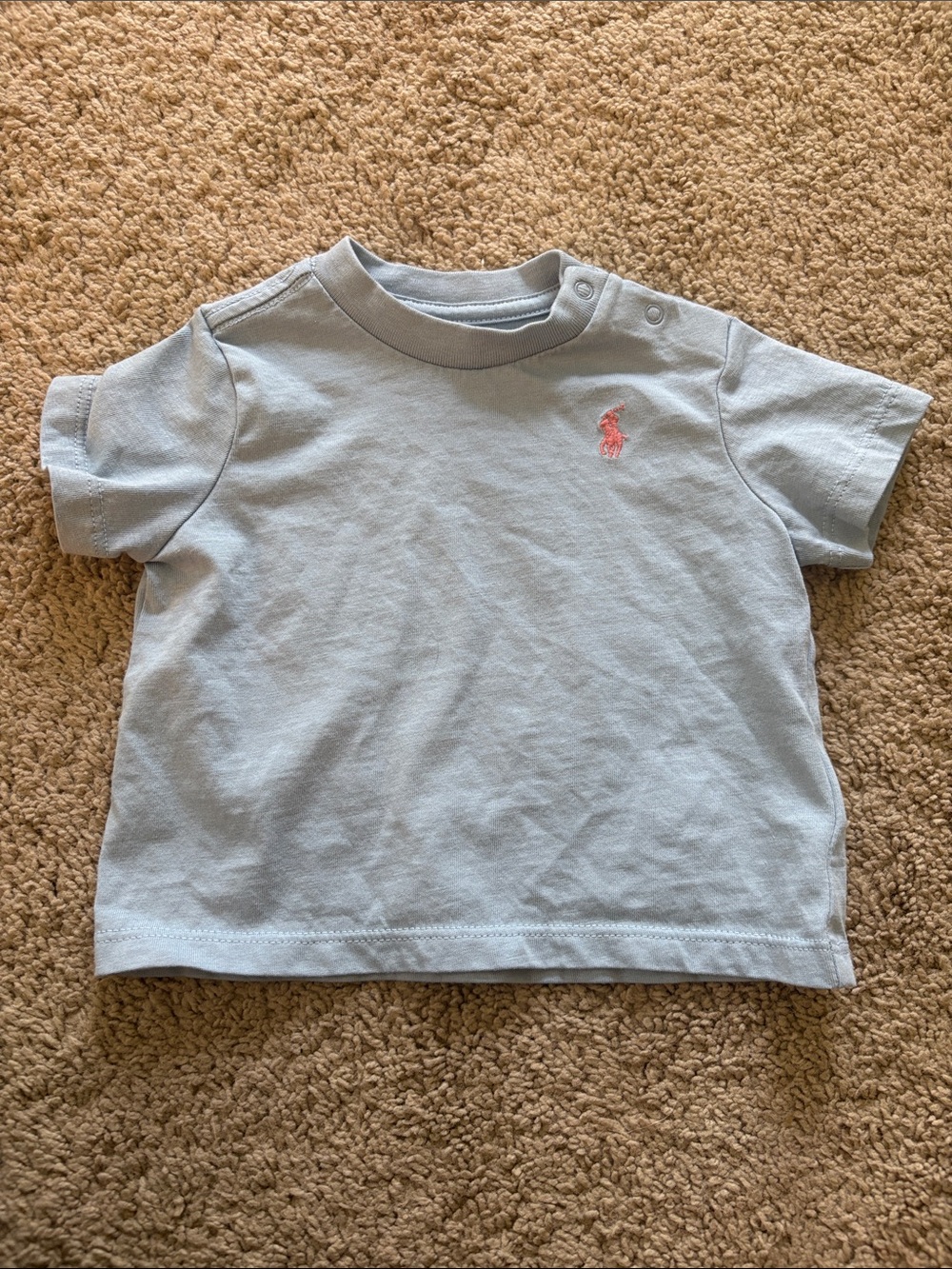 Polo by Ralph Lauren Light Blue Short-Sleeve Polo Shirt with Pink Logo